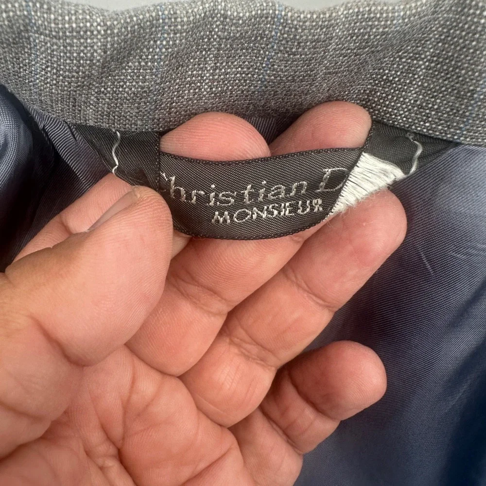Christian Dior Monsieur Blazer‎ Mens 44 Gray Pinstripe Regular Fit Vintage 90s